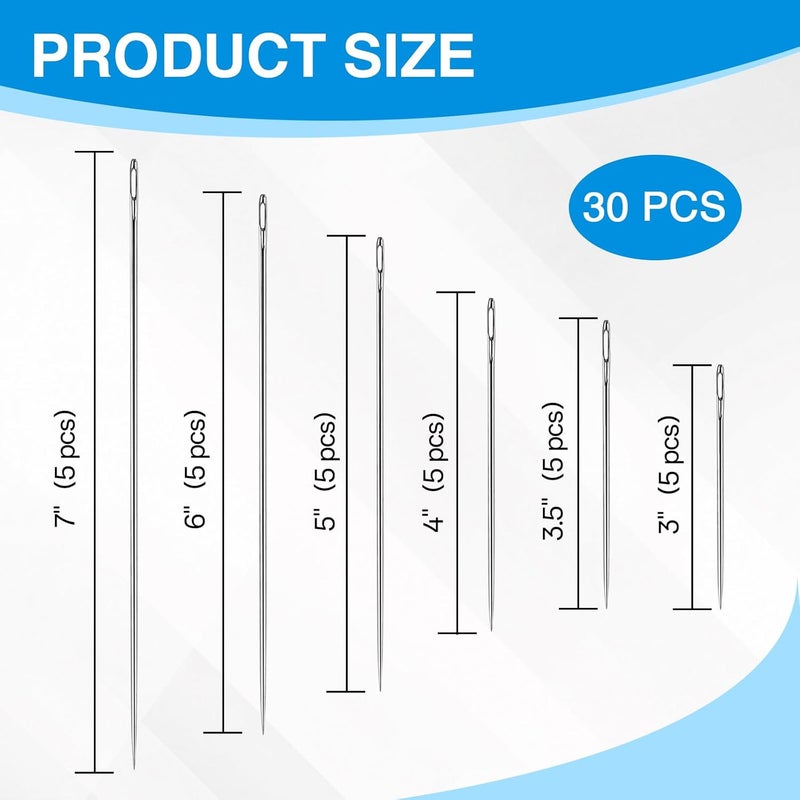 LOGJAM 30 PCS Professional Upholstery Needle, 3"/3.5"/4"/5"/6"/7" Long Sewing Needles, Large Eye Hand Sewing Needles for Repair Stitching and Crafting Projects - Image 2